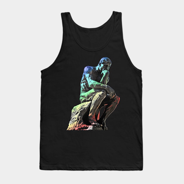 The Thinker Statue Colorful Artwork Tank Top by Embrace Masculinity